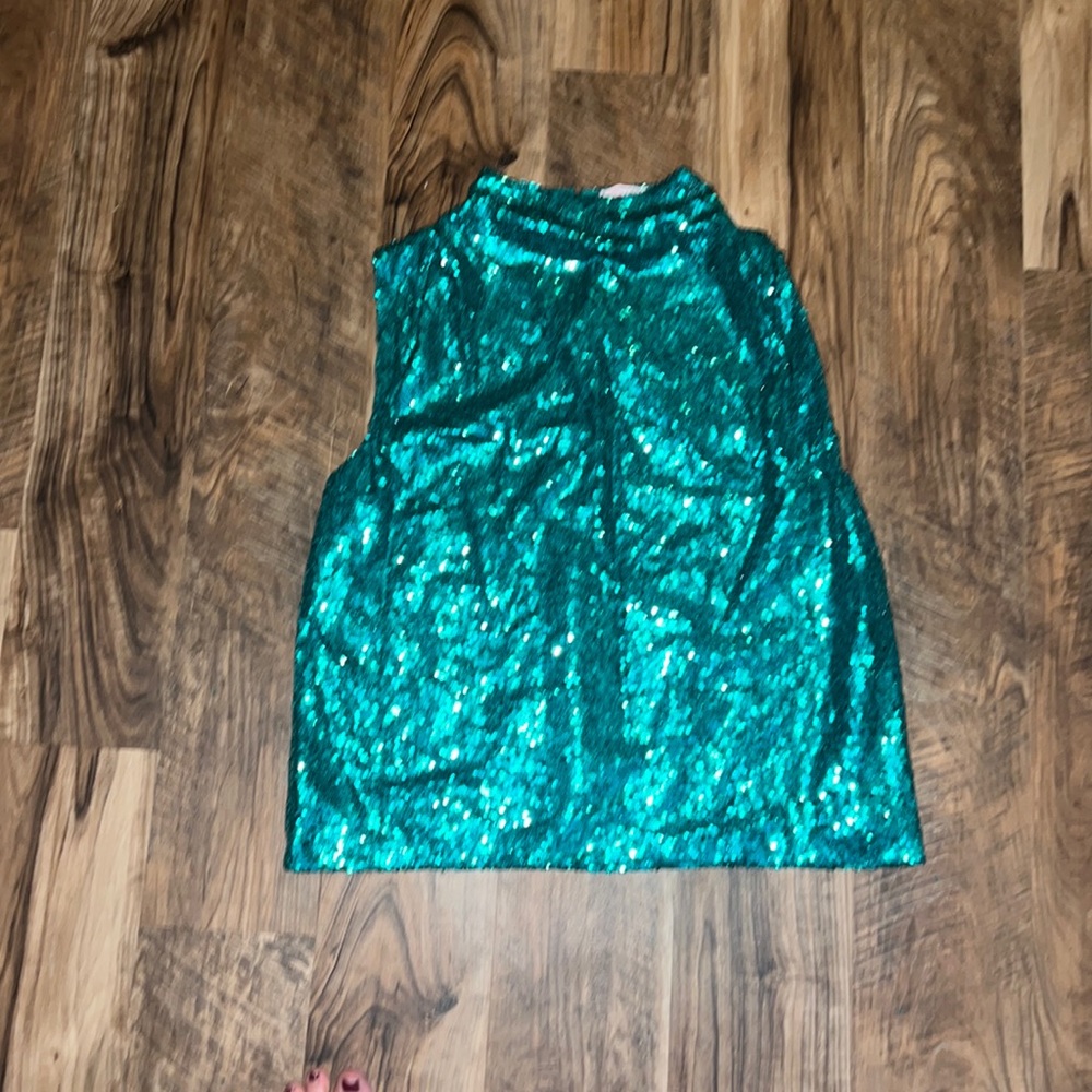 Brand new tags removed sequin tank top with back neck opening and buttons